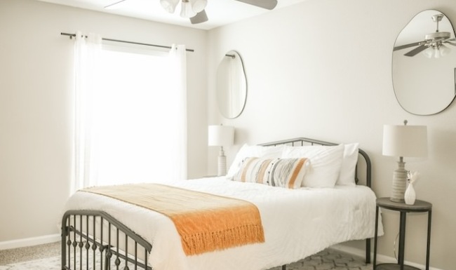 Relax and restore bedroom with bed